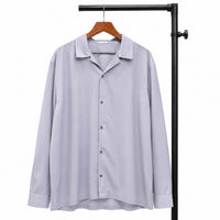 Relaxed Camp Collar Long-Sleeve Shirt in Soft Lavender