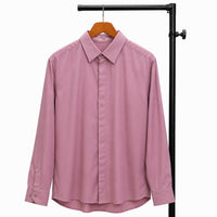 Concealed Placket Long-Sleeve Mauve Pink Shirt