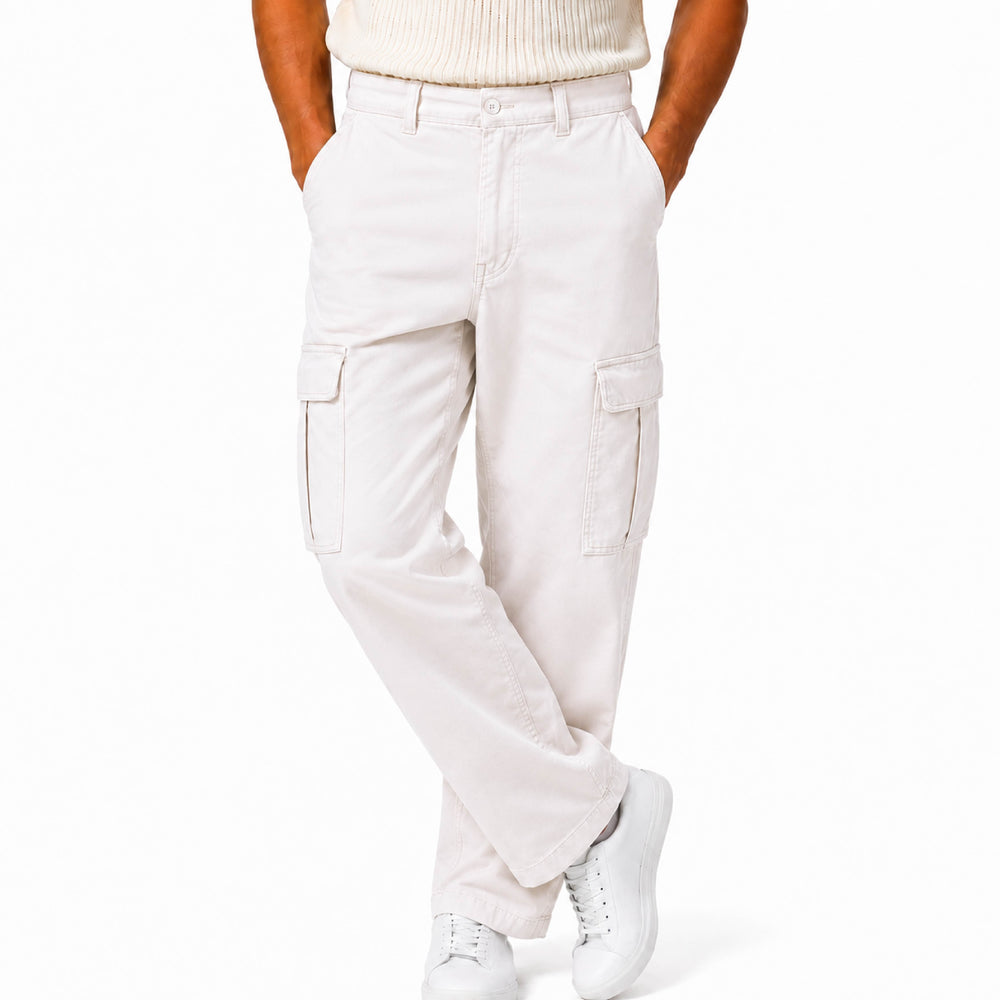 Classic Straight-Leg Off-White Cargo Pants - Back