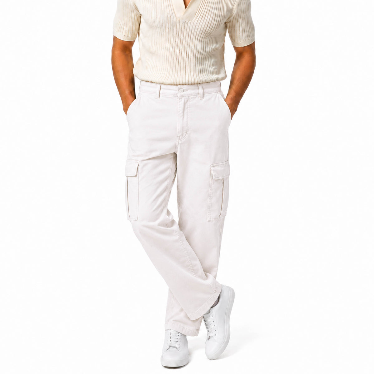 Classic Straight-Leg Off-White Cargo Pants