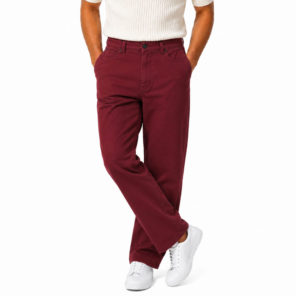 Relaxed Fit Straight-Leg Maroon Chino Trousers