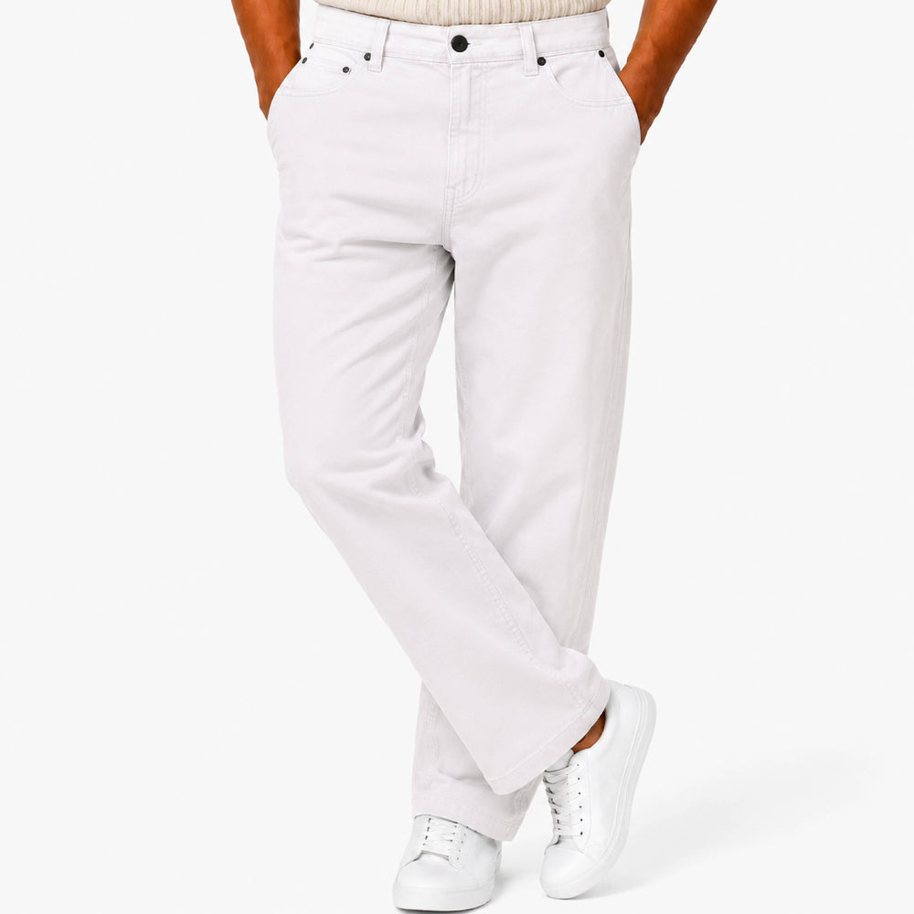 Relaxed Fit Straight-Leg Off-White Chino Trousers - Back