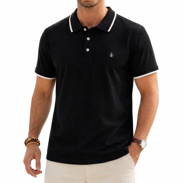 An Original Penguin Tipped Collar Black Polo Shirt