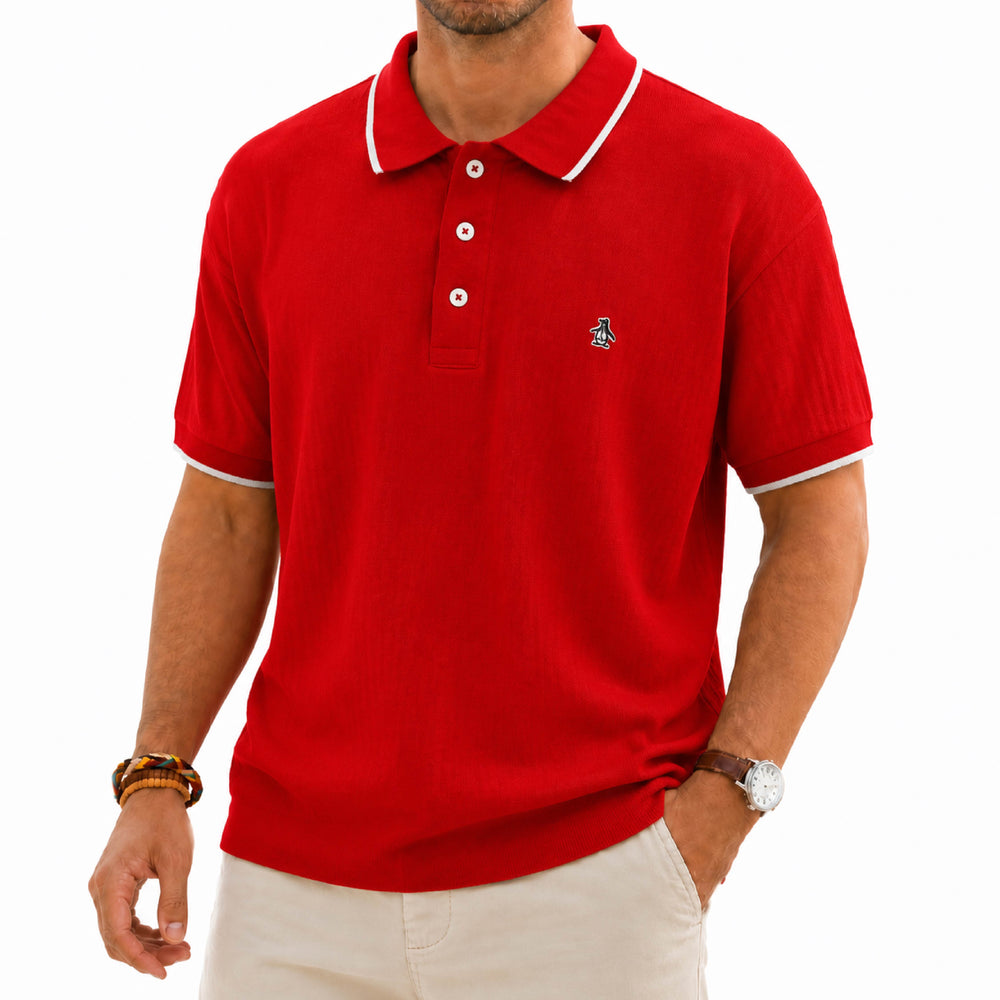 An Original Penguin Tipped Collar Red Polo Shirt