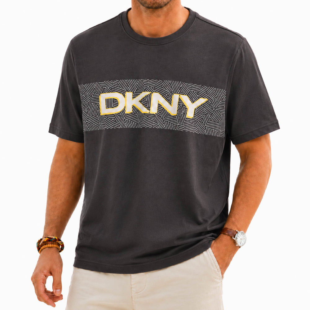 DKNY Geometric Chest Graphic Charcoal T-Shirt