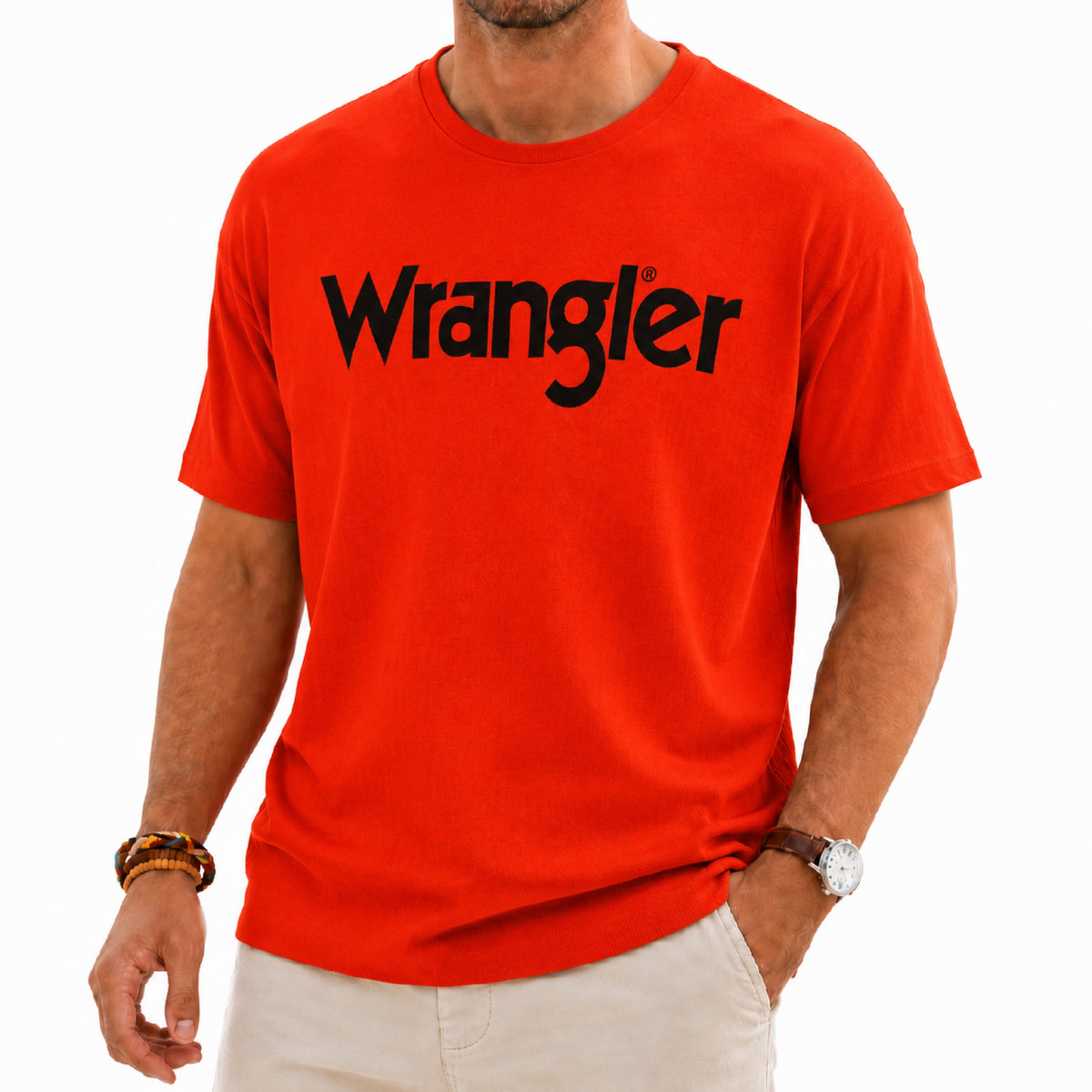 WRANGLER Classic Chest Logo Bright Red T-Shirt
