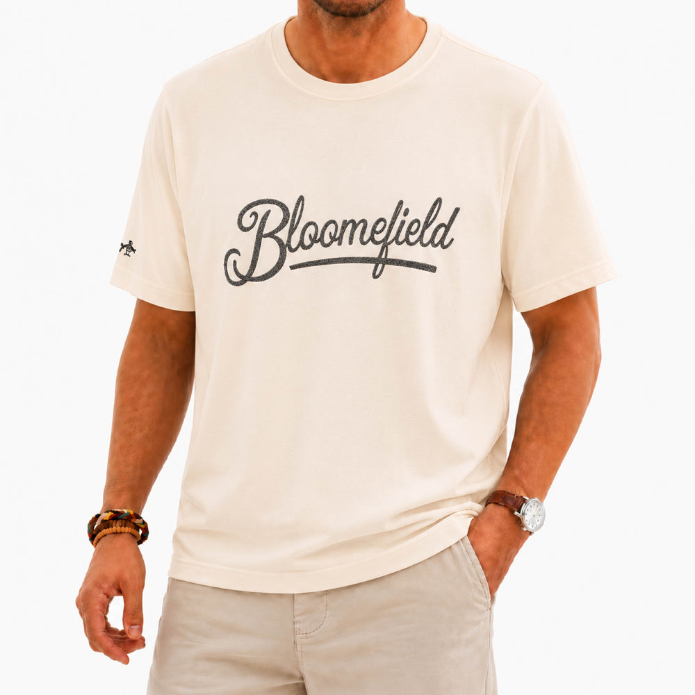 BLOOMEFIELD Script Logo Off-White T-Shirt