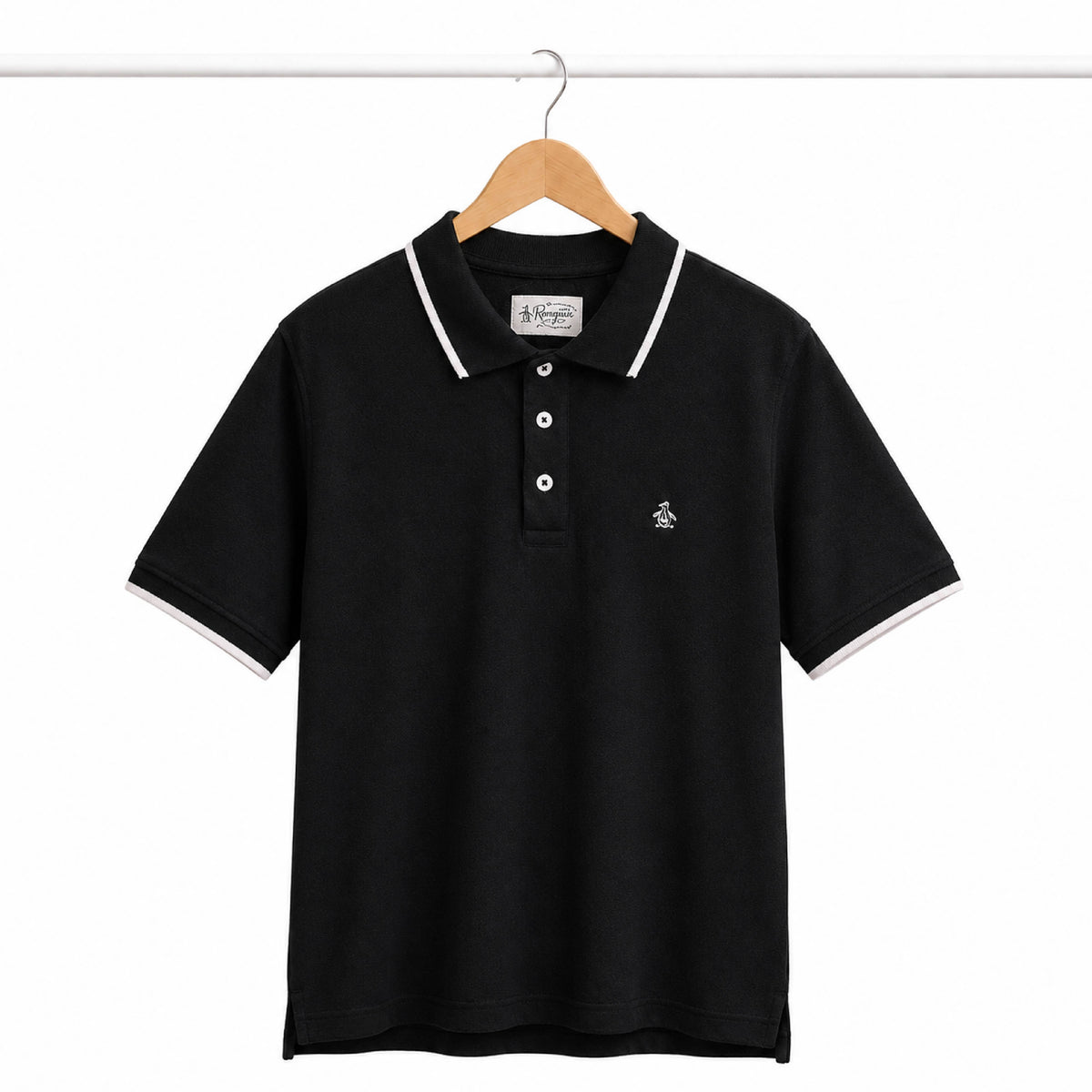 An Original Penguin Tipped Collar Black Polo Shirt