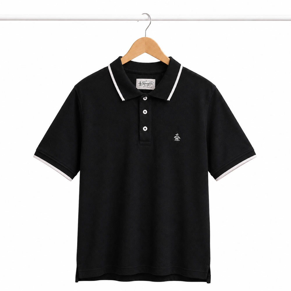 An Original Penguin Tipped Collar Black Polo Shirt - Back