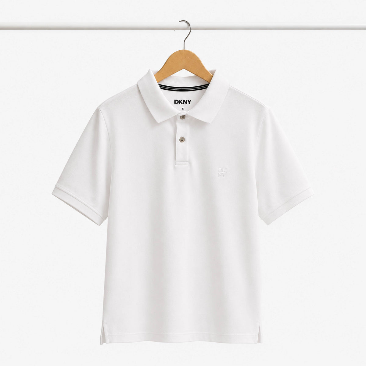 DKNY Minimalist Tonal Logo White Polo Shirt