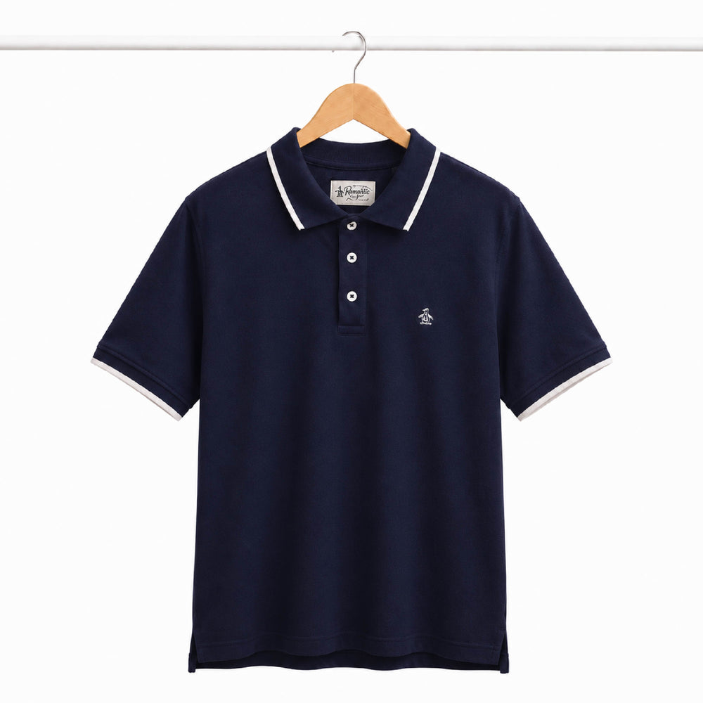 An Original Penguin Tipped Collar Navy Polo Shirt - Back