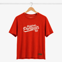 An Original Penguin Vintage Script Graphic Red T-Shirt