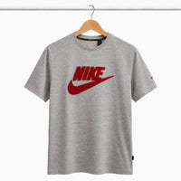 NIKE Men's Chenille Graphic Logo Heather Grey T-Shirt